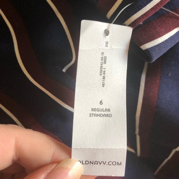 OLD NAVY HARPER MID RISE STRIPED RED NAVY PANTS - Picture 5 of 8